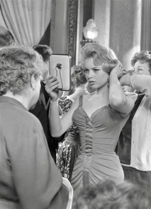 Brigitte Bardot on the set of 'A Parisian' , 1957 Photo by Ghislain Dussart.jpg