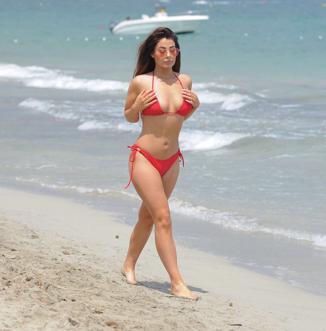 Former 'Love Island' contestant Jessica Hayes enjoys a day at the...