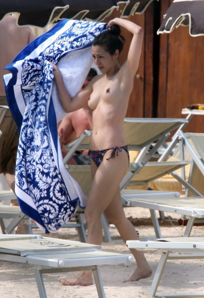 China Chow Goes Topless At The Beach (28 Photos)