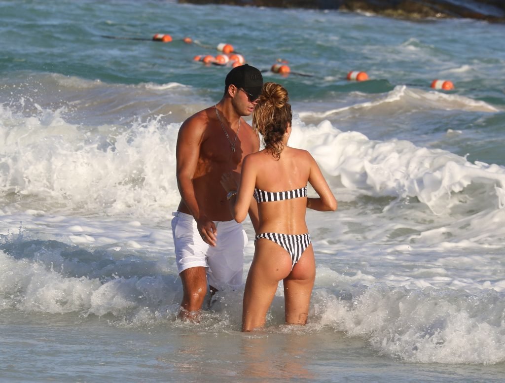 Megan McKenna Hits The Beach In A Striped Bikini In Barbados (50 Photos)