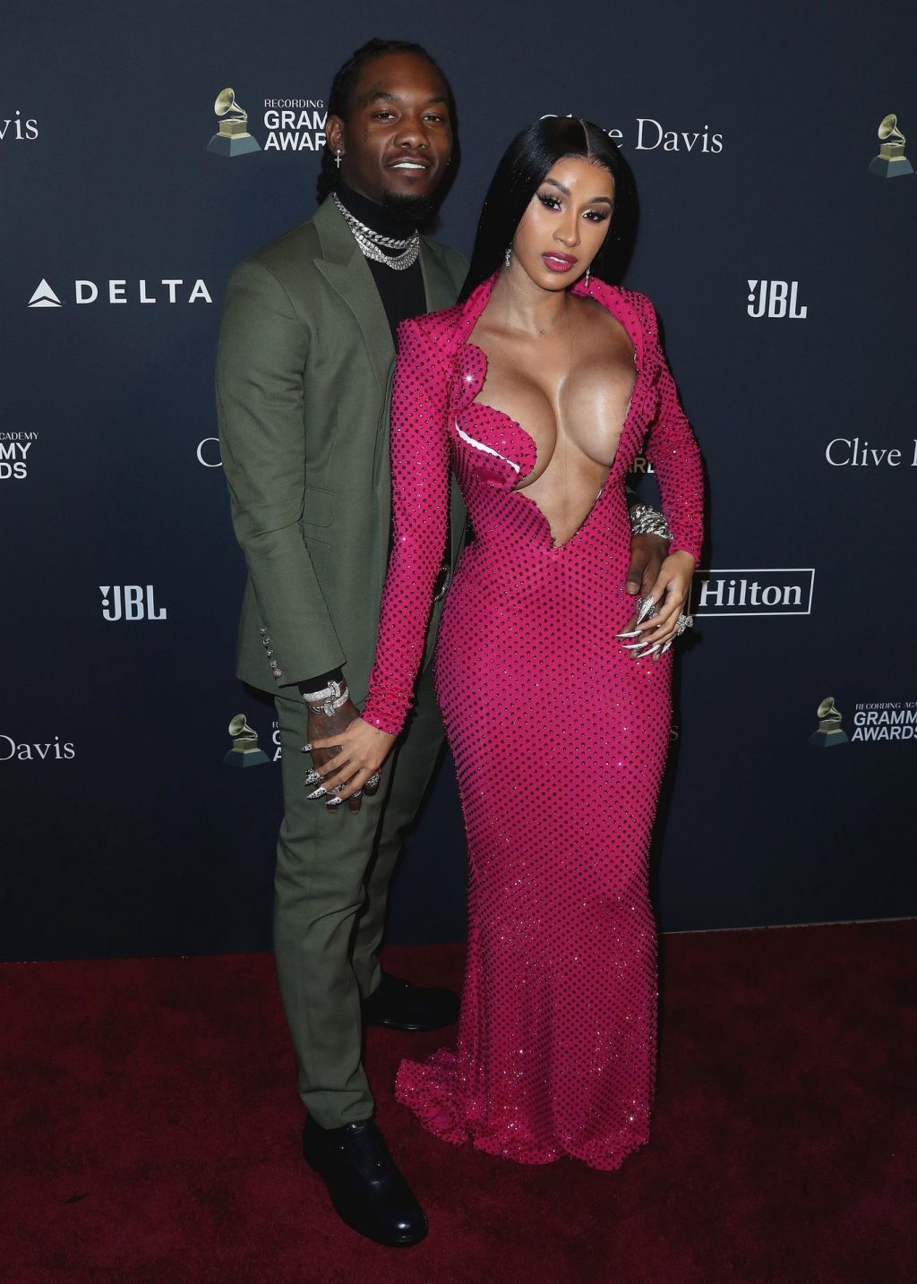 Offset Covers Cardi B’s Boobs to Avoid Wardrobe Malfunction at Clive Davis Pre-Grammy Party (114 Photos)