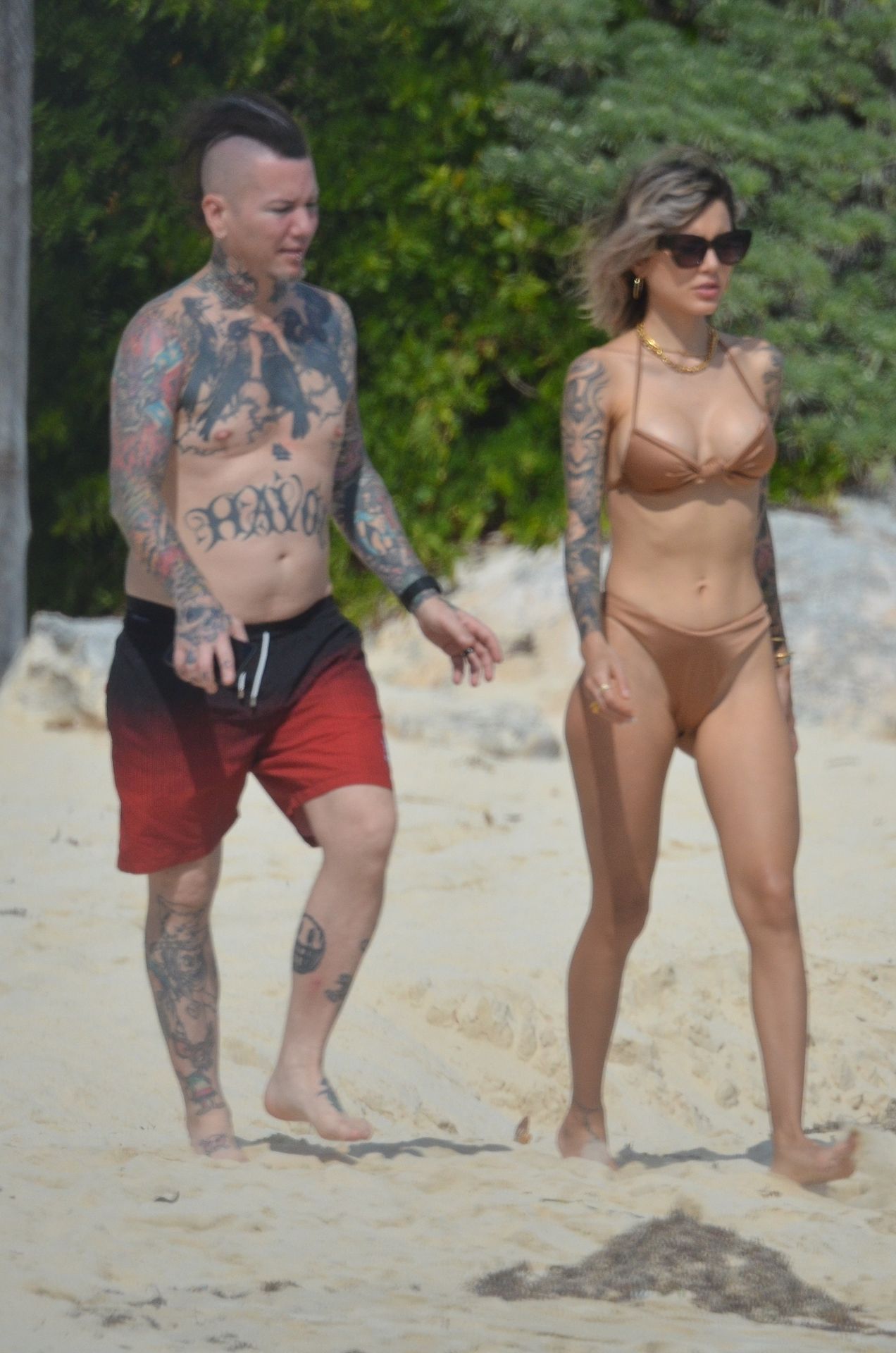 DJ Ashba and His Sexy Wife Nathalia Enjoy the Sunshine in Tulum (16 Photos) #TheFappening