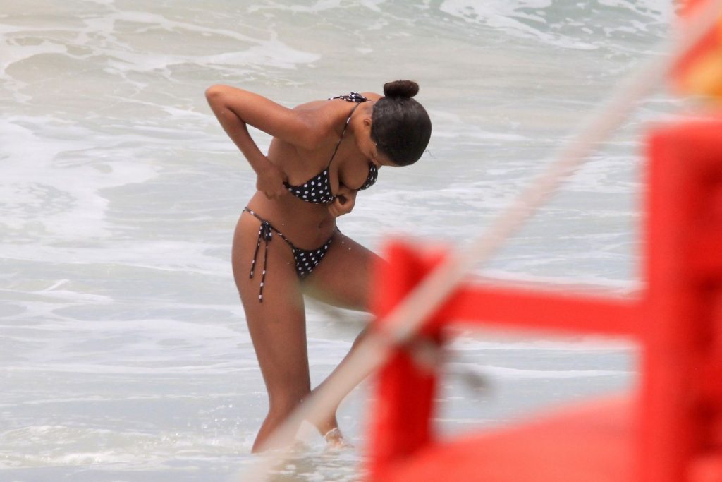 Tina Kunakey Nearly Nip Slip While Frolicking on the Beach in Rio (73 Photos)
