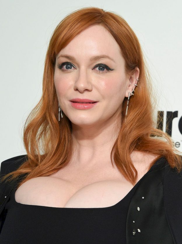 Christina Hendricks Shows Off Her Big Boobs At The 28th Annual Elton John Oscar Viewing Party