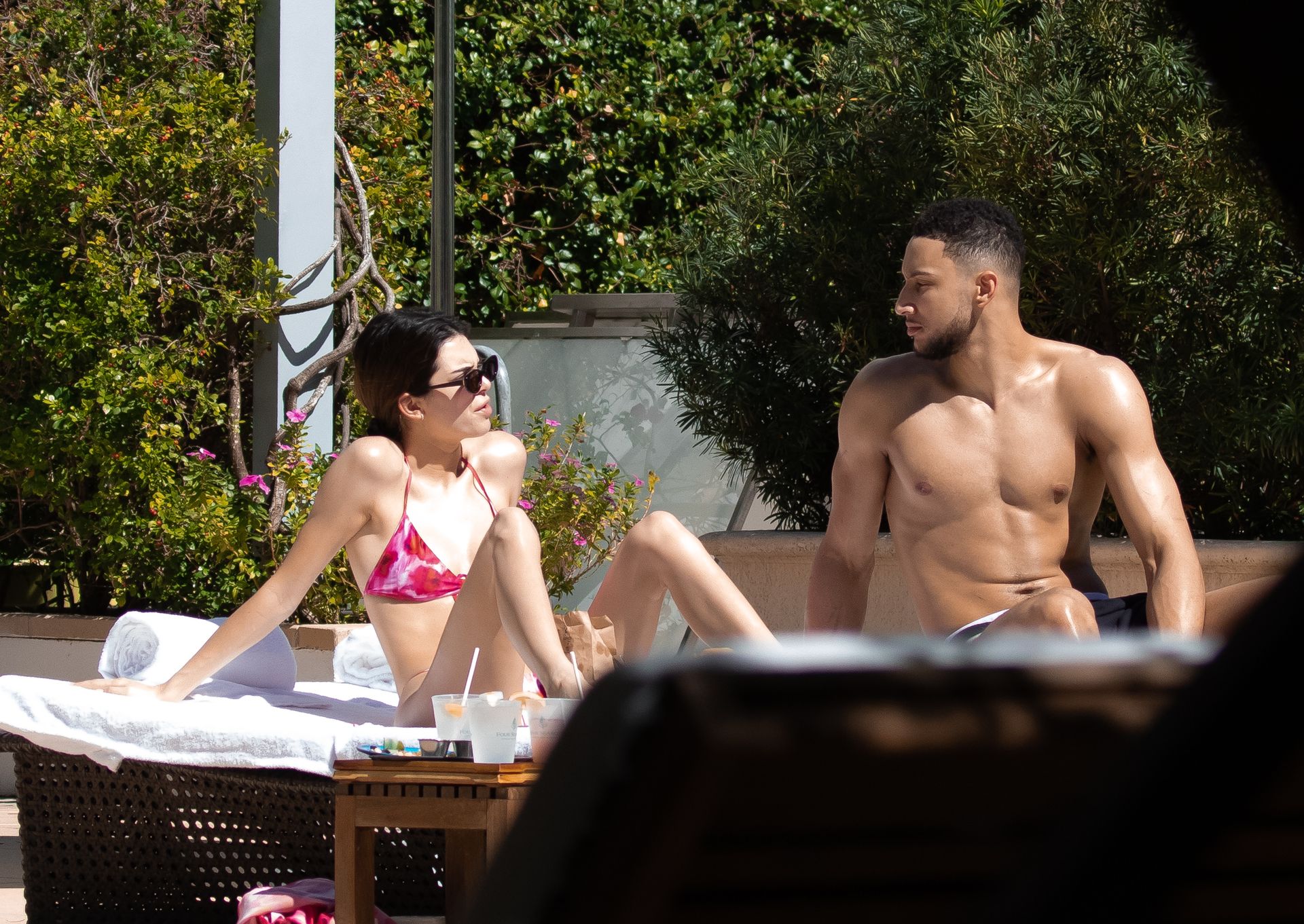 Hot Couple Kendall Jenner & Ben Simmons Relax During Pool Time In Miami...