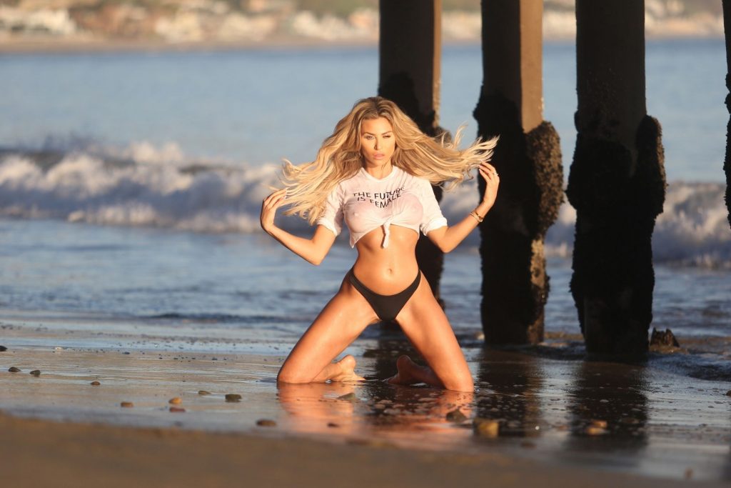 Khloe Terae Joins The No Bra Club as She Poses in a Wet T-shirt on the Beach (47 Photos)