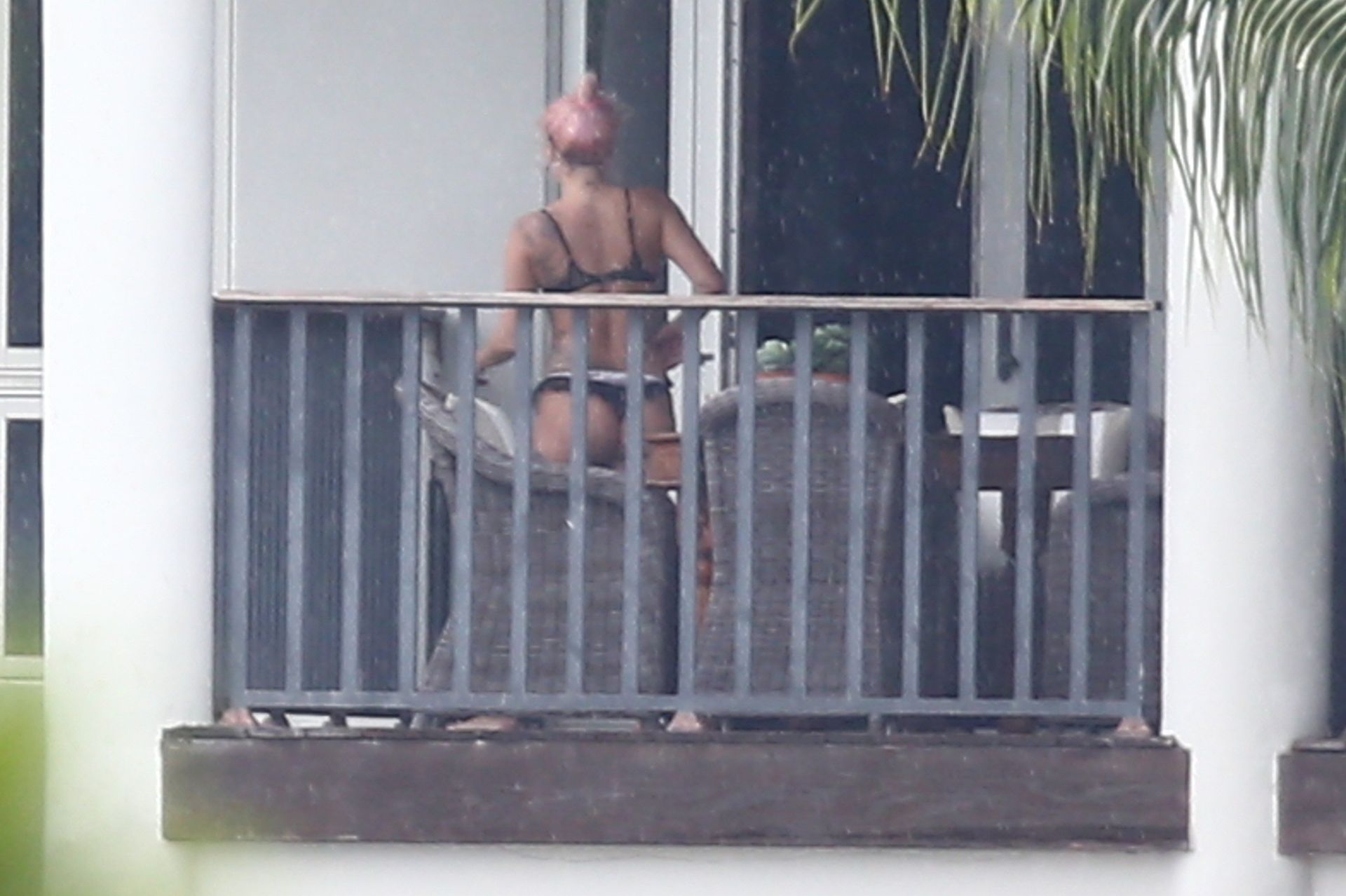 Lady Gaga Enjoys the Views from her Miami Balcony in her Underwear (16 Phot...
