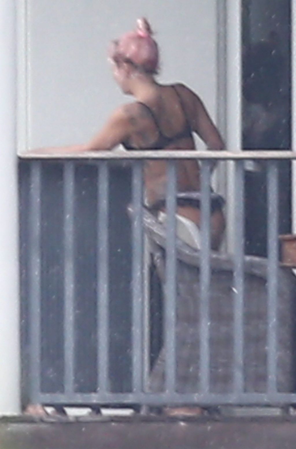 Lady Gaga Enjoys the Views from her Miami Balcony in her Underwear (16 Photos)