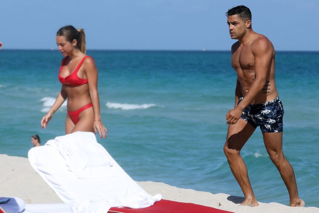Maddy Burciaga Cools Off With Her Boyfriend Alexis Lechanet in Miami Beach (34 Photos + Video)