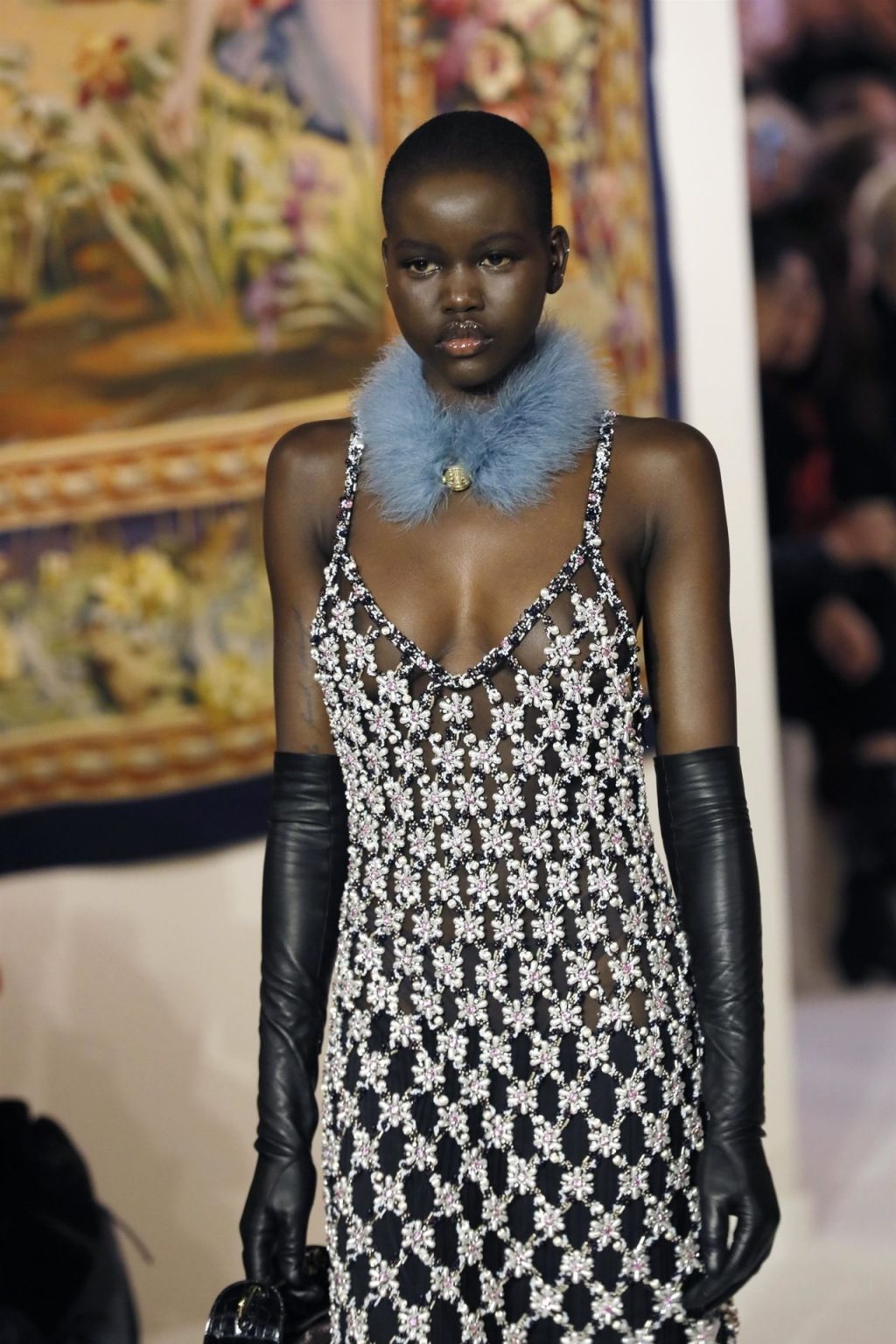 Adut Akech Displays Her Tits on the Catwalk in Paris (3 Photos)