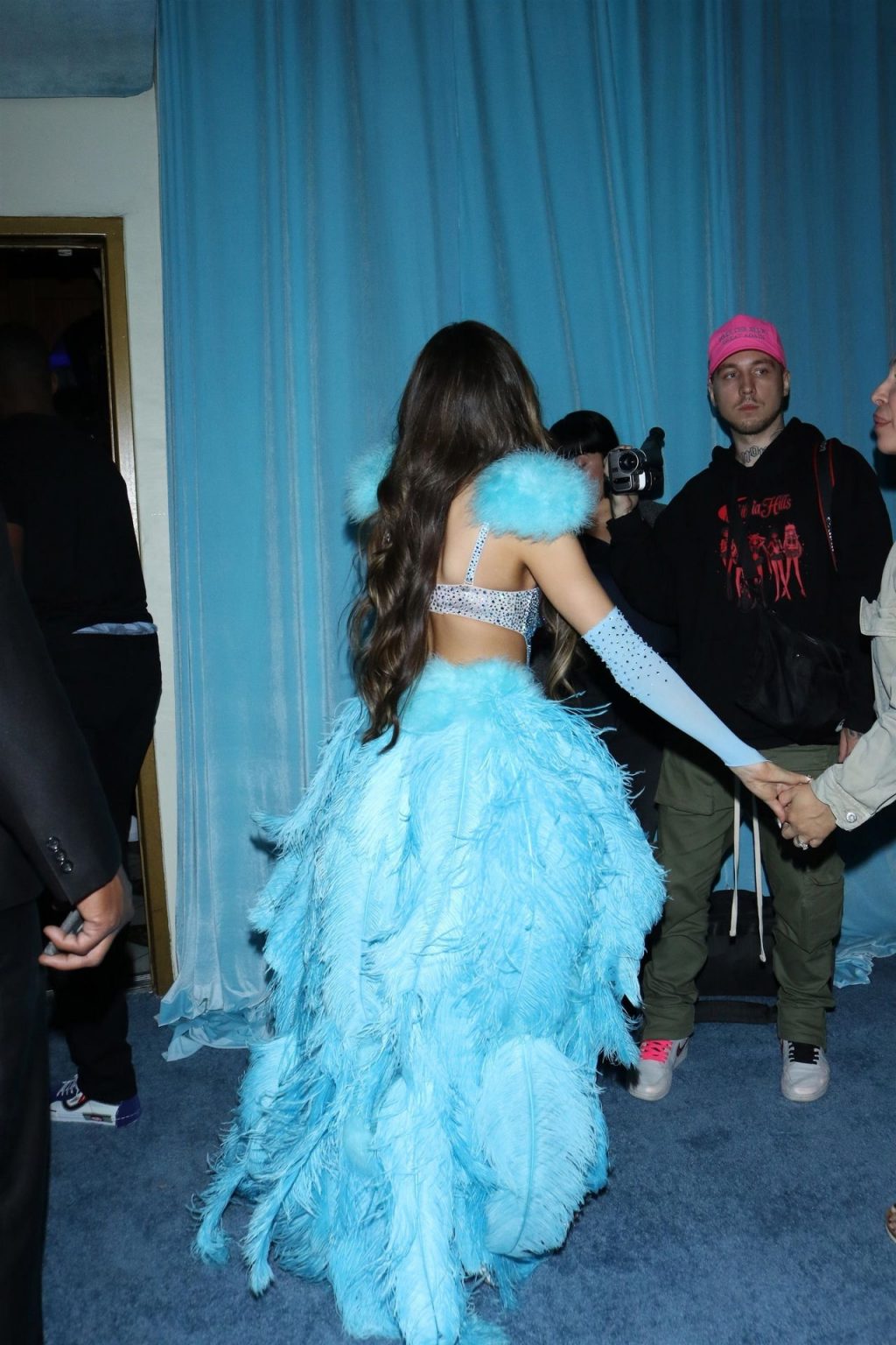Madison Beer Puts On a Sexy Display in a Blue Feather Ensemble While Arriving at Her 21st Birthday Party (173 Photos)