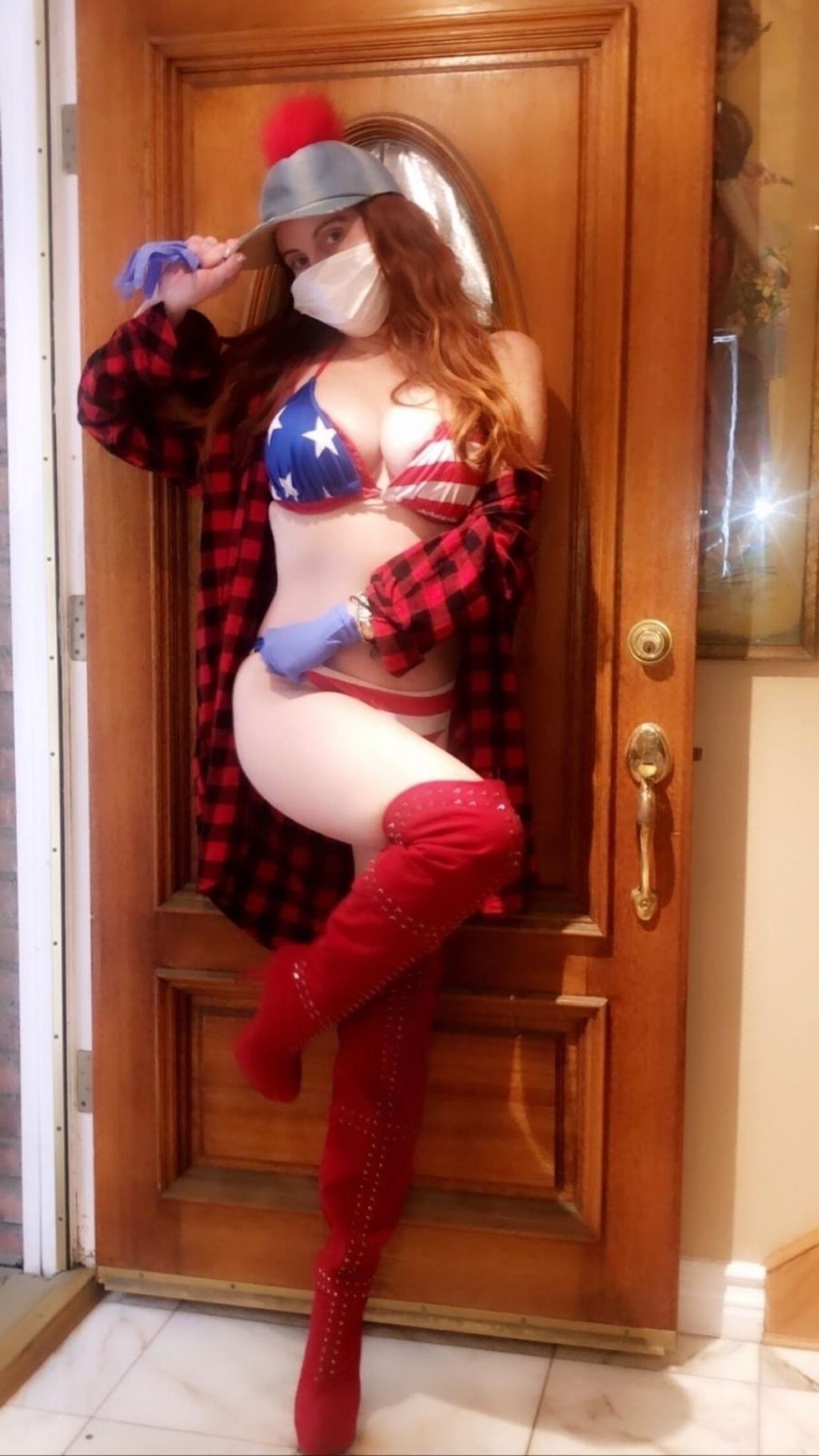 Phoebe Price Poses in an American Flag Bikini and a Mask (20 Photos)