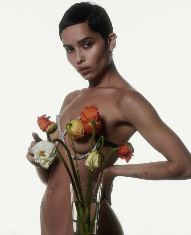 Zoe Kravitz Poses Naked With Flowers For Pop Magazine 7 Photos