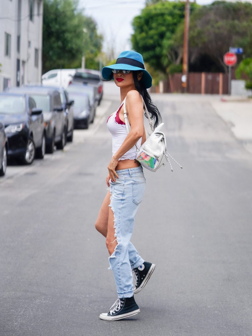 Bai Ling Enjoys a Day in Jeans with Big Holes (25 Photos)