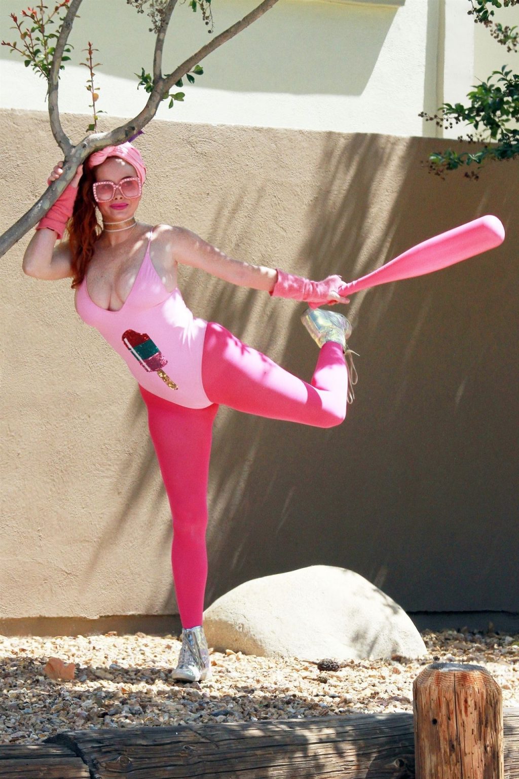 Phoebe Price Has Some Fun in All Pink Ensemble in LA (8 Photos)