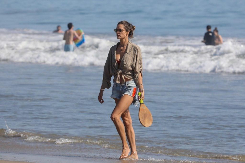 Alessandra Ambrosio Plays Paddle Ball on the Beach (153 Photos)