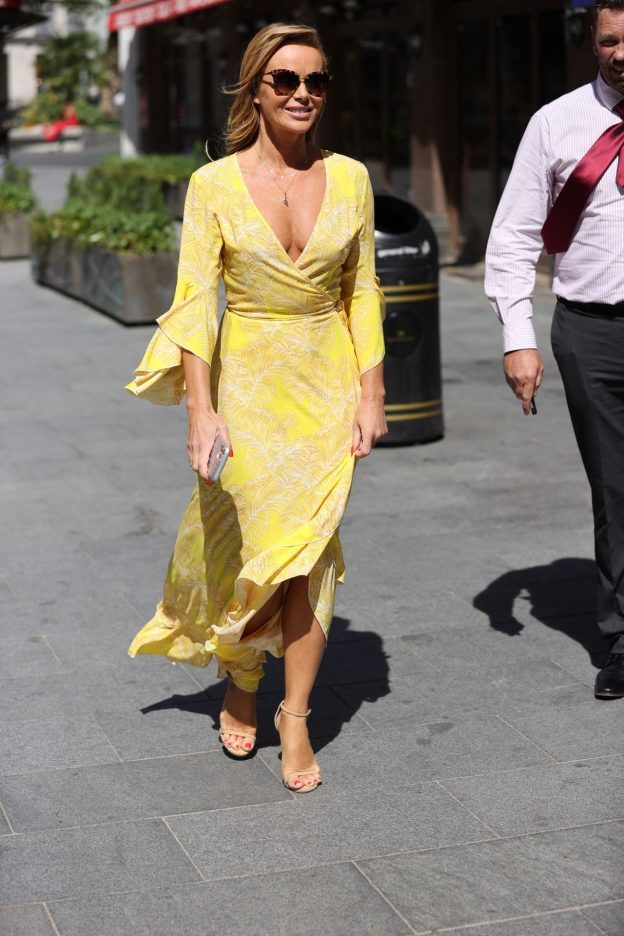 Amanda Holden Displays Her Pokies In A Yellow Dress 67