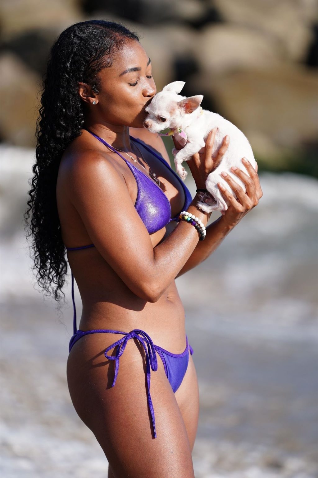 Ariane Andrew Takes Her Dog to the Beach in Santa Monica (78 Photos)