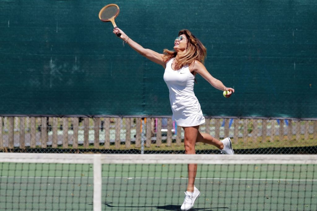Lizzie Cundy Enjoys a Tennis Game with a Friend in London (26 Photos)