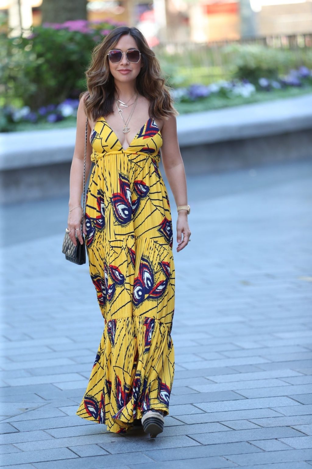 Myleene Klass Shows Off Her Cleavage in a Maxi Dress in London (15 Photos)