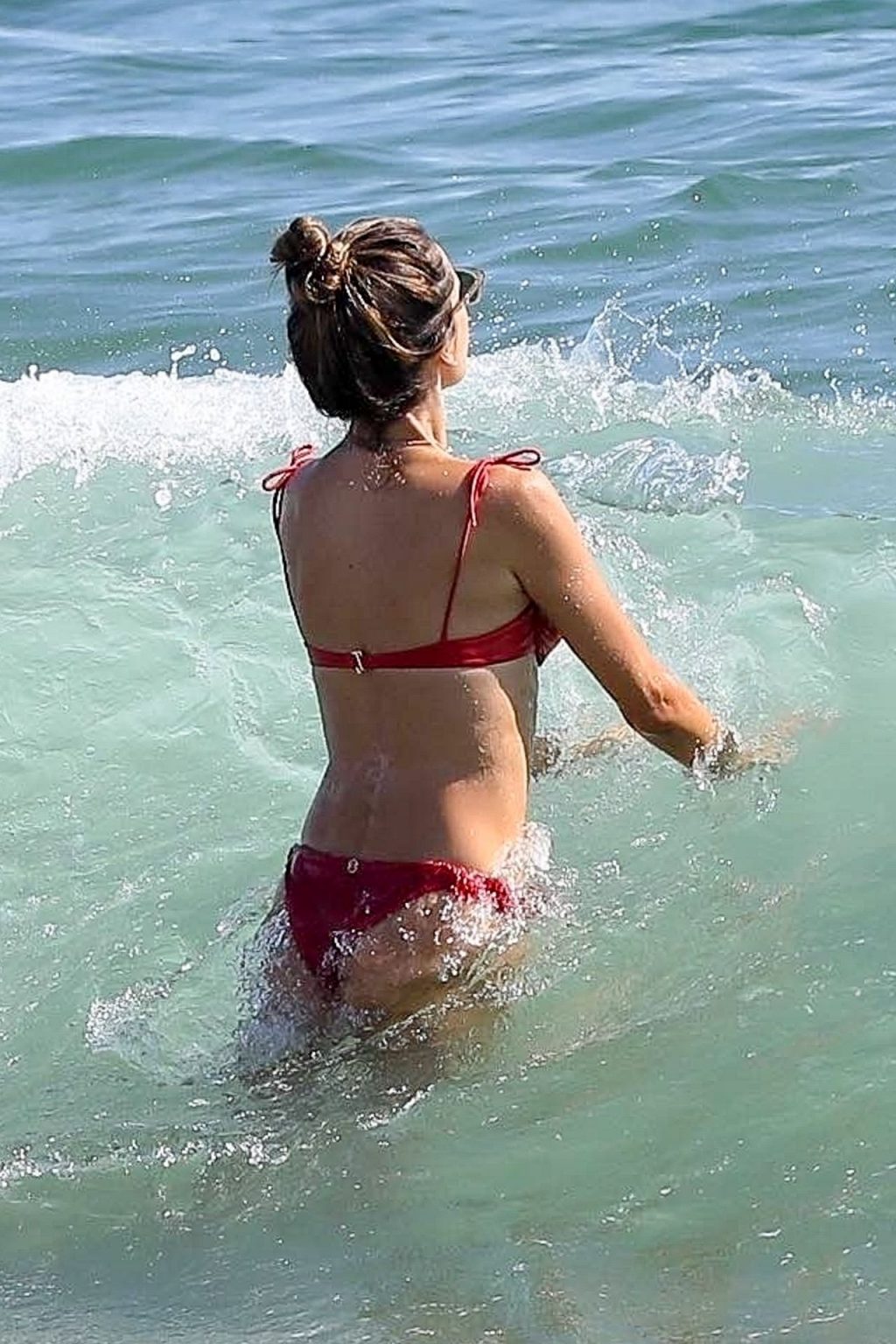 Alessandra Ambrosio Stuns in a Red Bikini While Cooling Off at the Beach (97 Photos)