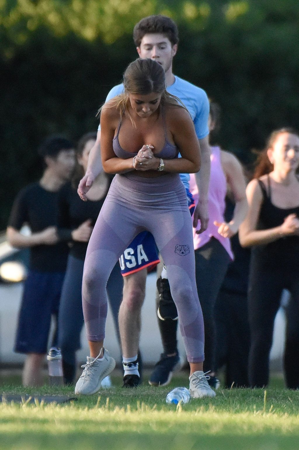 Love Island’s Georgia Steel is pictured working up a sweat in one of the la...