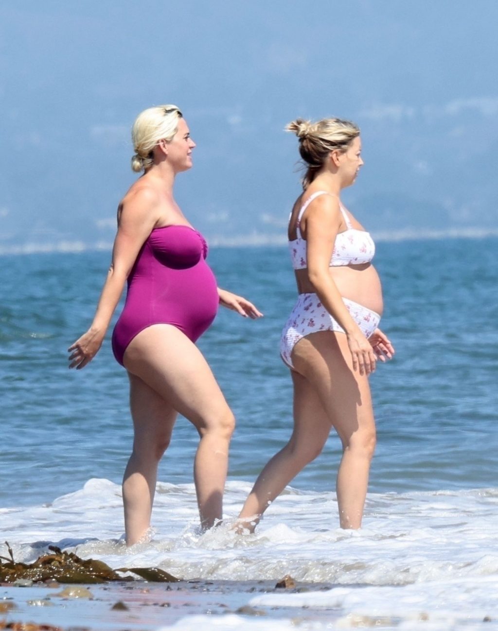 Heavily Pregnant Katy Perry Slips Into a Plum One-piece for a Swim in Malibu (52 Photos)