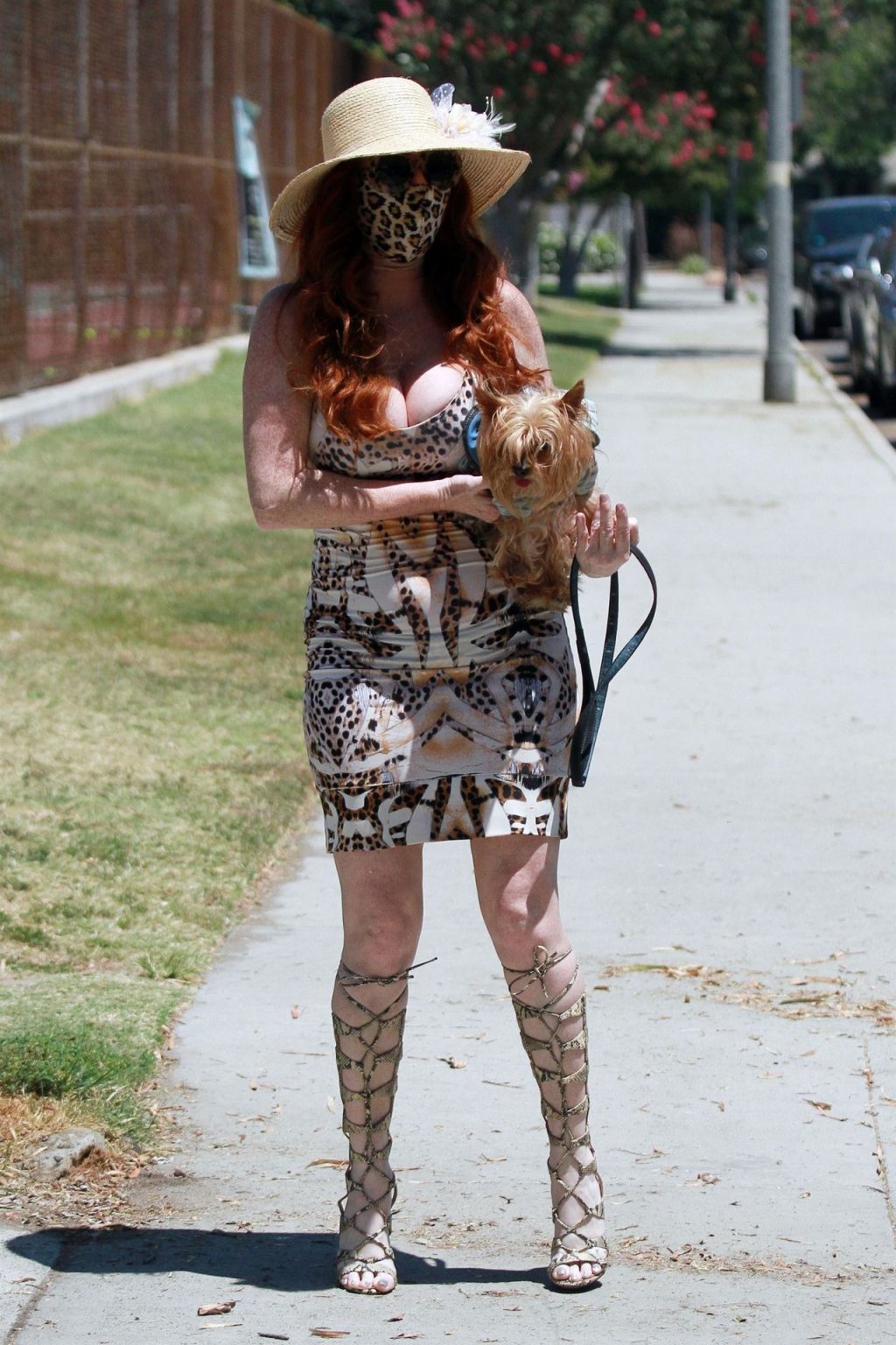 Phoebe Price Takes Her Pooch for a Walk in a Park (36 Photos)