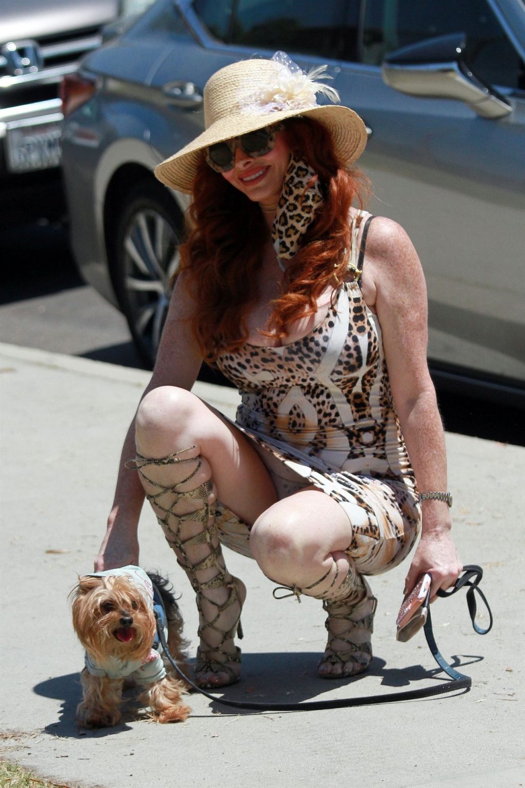 Phoebe Price Takes Her Pooch for a Walk in a Park (36 Photos)