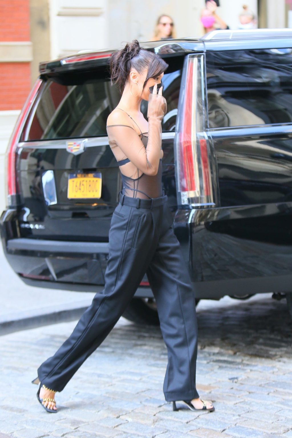 Sexy Bella Hadid is Seen in a Sheer Silk Top in New York City (85 Photos)