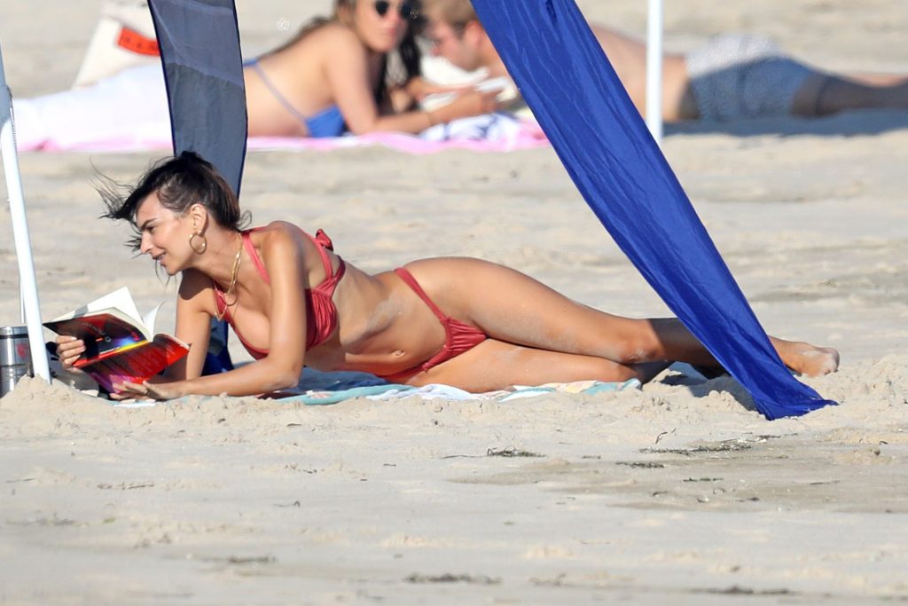 Emily Ratajkowski Hits The Beach in a Red Bikini in The Hamptons (50 Photos)