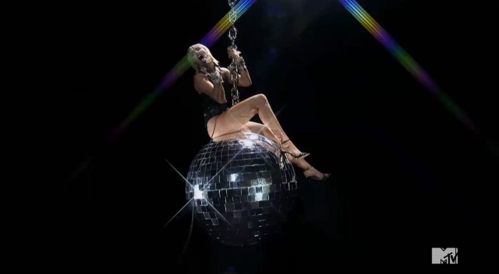 Miley Cyrus Swings on a Giant Disco Globe in a Very Risque Outfit at the MTV VMAs (52 Photos + Video)