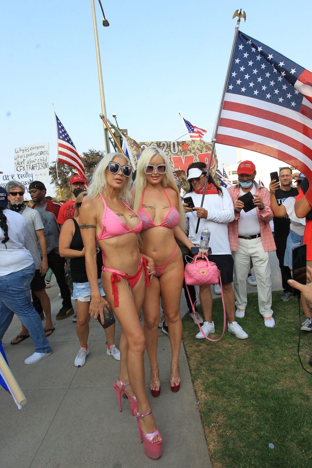 Frenchy Morgan Wears a Pink Bikini to the Trump Rally in Beverly Hills (37 Photos)