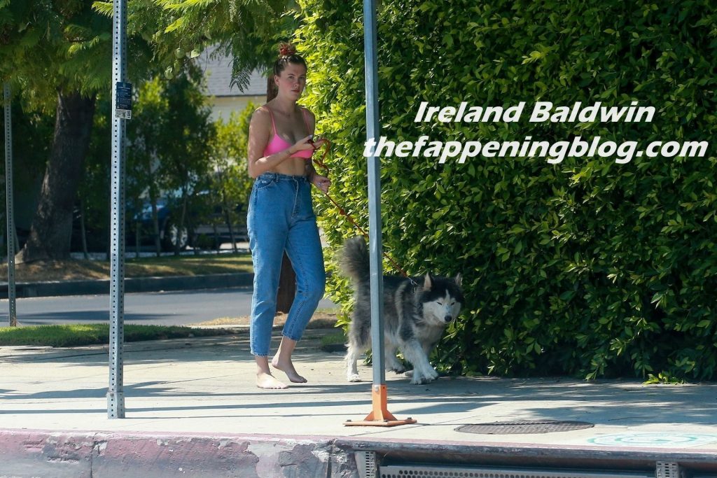 Ireland Baldwin Takes Her Dog for a Walk Around Her Neighborhood (13 Photos)