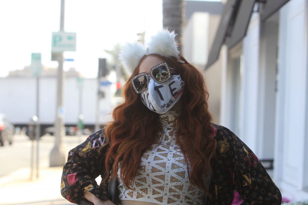 Phoebe Price Poses in a Face Mask in Hollywood (10 Photos)