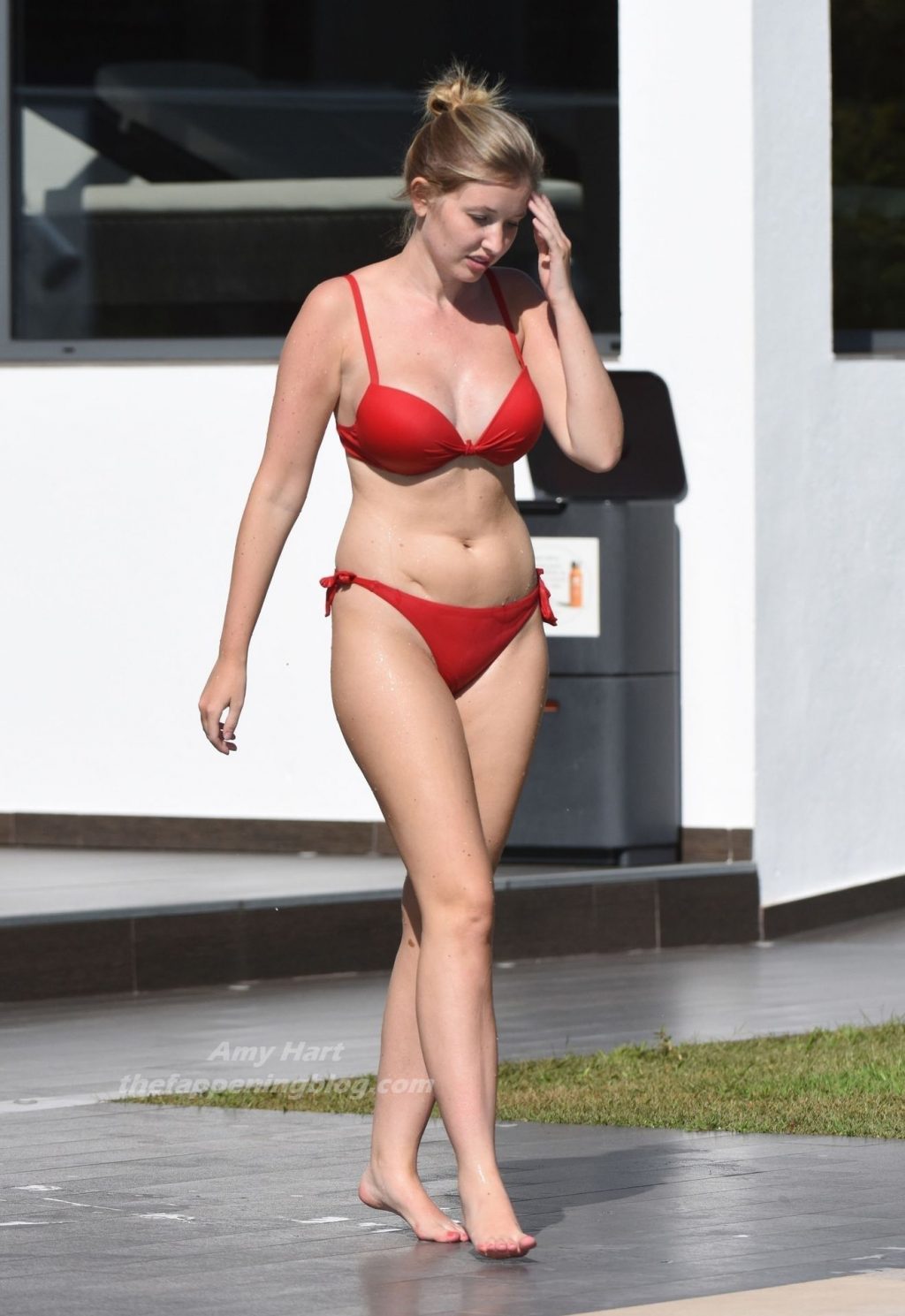Amy Hart Stuns in a Fiery Red Bikini Soaking in the Sweltering Heat on Holiday in Portugal (31 Photos)