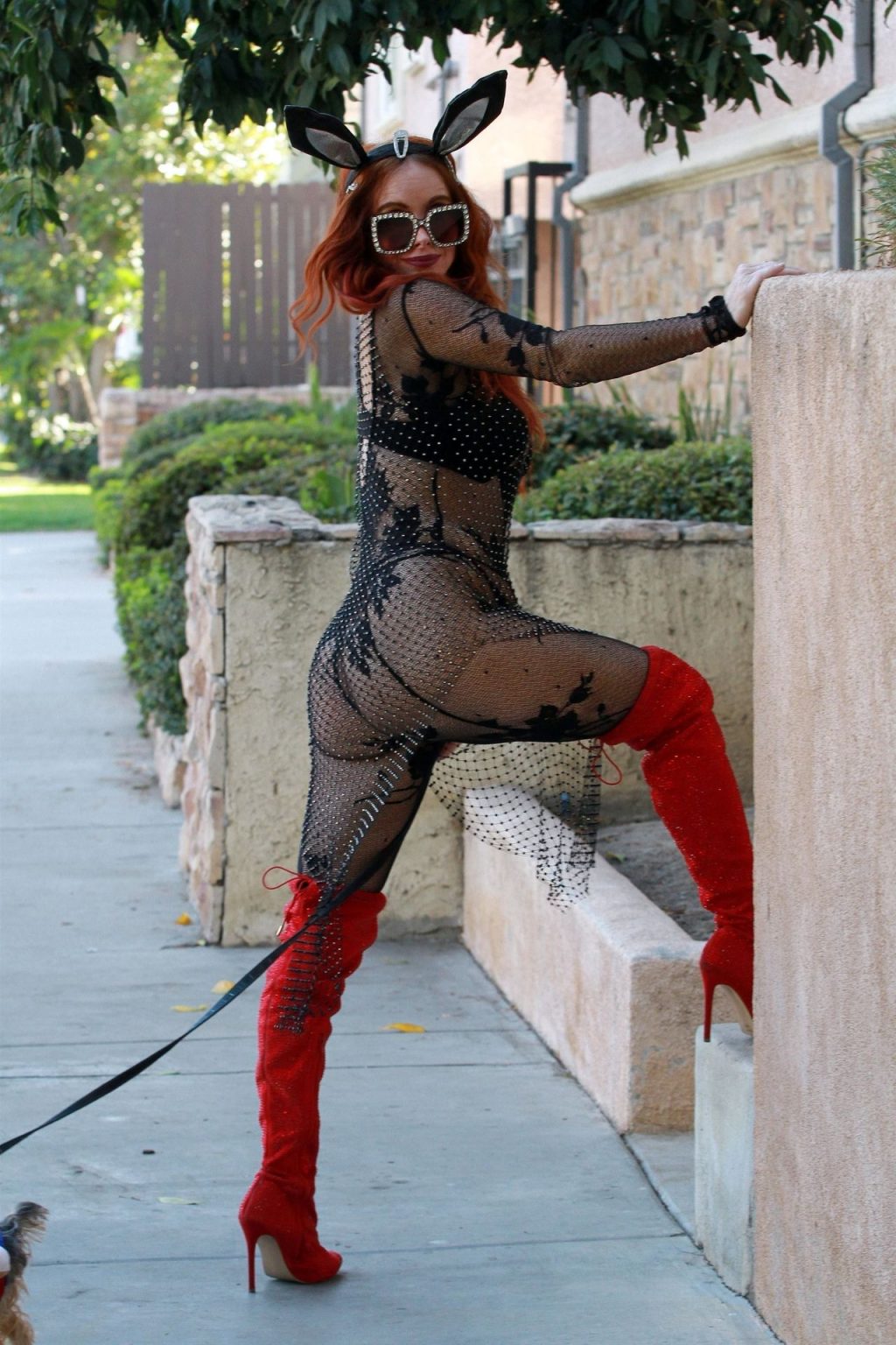Phoebe Price Walks Her Dog in a Sexy Bunny Outfit ahead of Halloween (27 Photos)