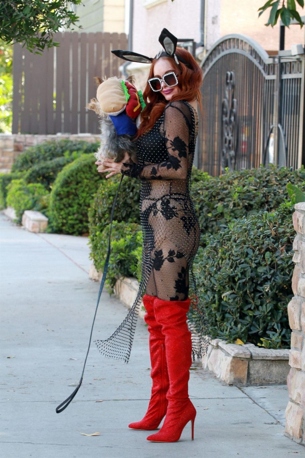 Phoebe Price Walks Her Dog in a Sexy Bunny Outfit ahead of Halloween (27 Photos)