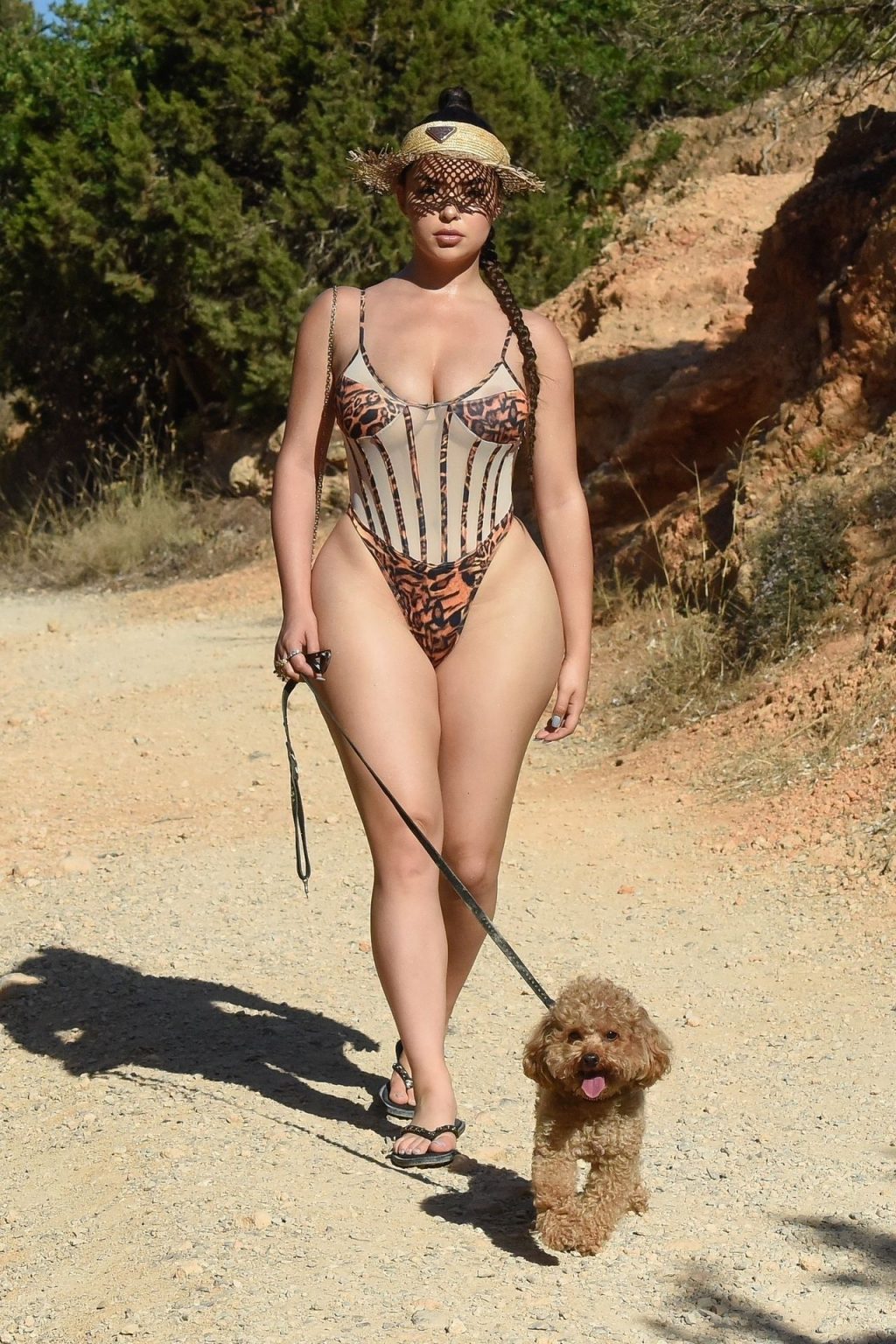 Demi Rose Shows Off Her Curvy Figure Walking Her Dog in Ibiza (12 Photos)