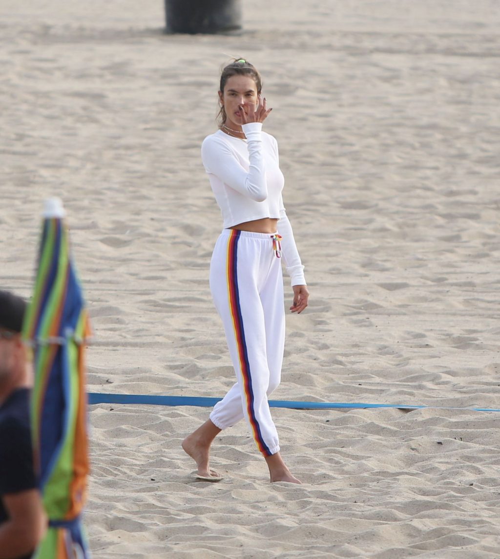 Alessandra Ambrosio Dons Sexy White Crop Top For Beach Volleyball Sesh (63 Photos)