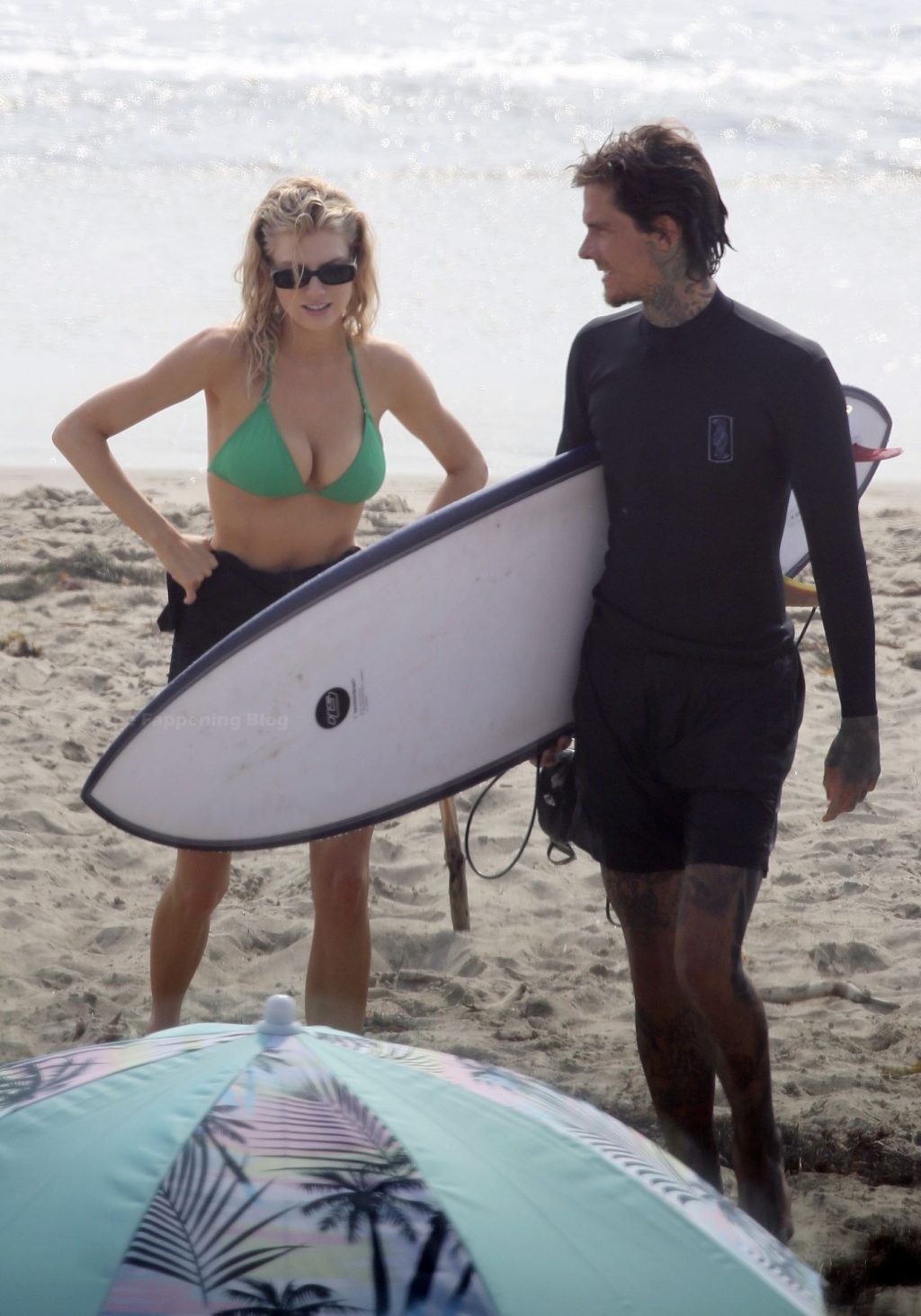 Charlotte McKinney Hits the Beach in a Green Bikini in LA (8 Photos)