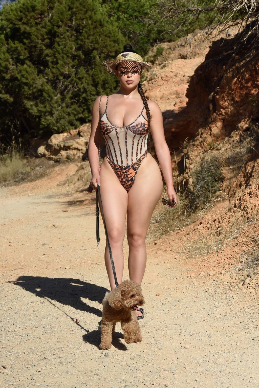 Demi Rose Shows Off Her Curvy Figure Walking Her Dog in Ibiza (12 Photos)