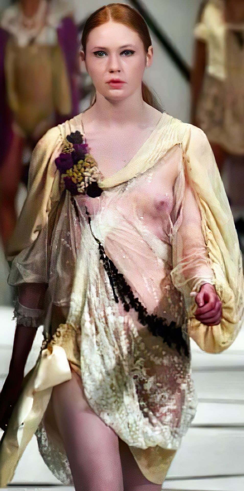 Karen Gillan Shows Off Her Nude Tits in a See Through Dress (6 Photos)