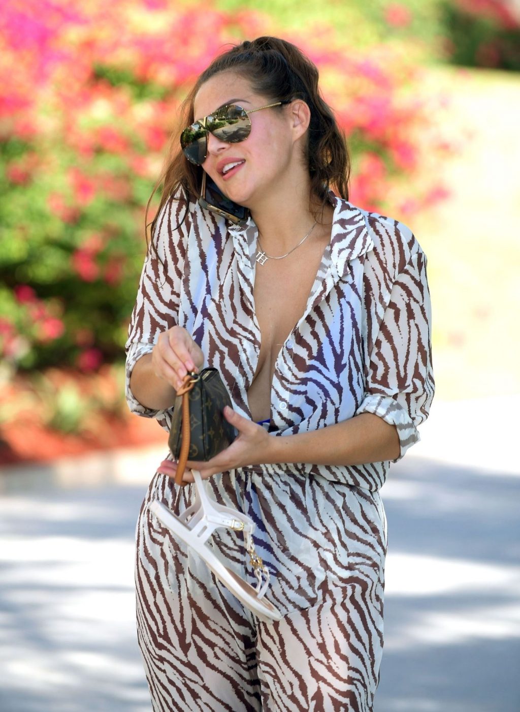 Chloe Goodman Wears a Zebra Print Jumpsuit Out on Holiday in Dubai (35 Photos)