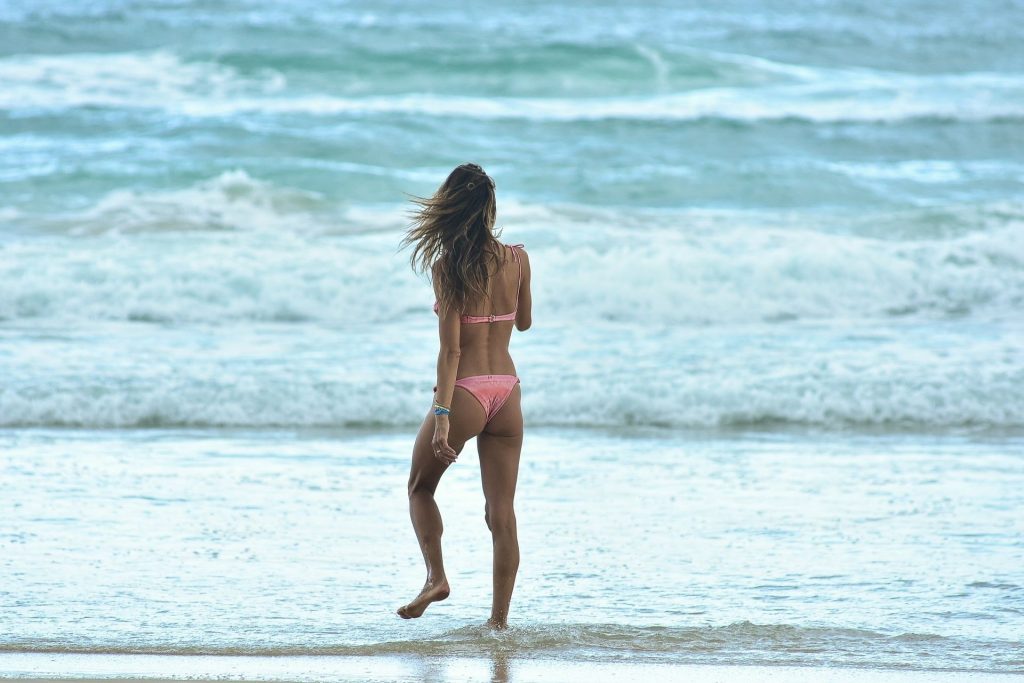 Alessandra Ambrosio Shows Her Curves in a Pink Bikini on the Beach in Brazil (32 Photos)