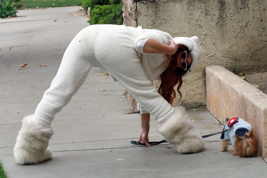 Busty Phoebe Price Walks Her Dog in a Cat Jumpsuit (42 Photos)