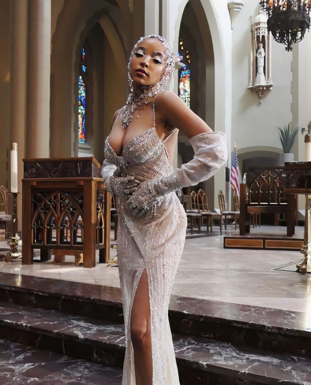 Tinashe Shows Off Her Boobs in Church (10 Photos)