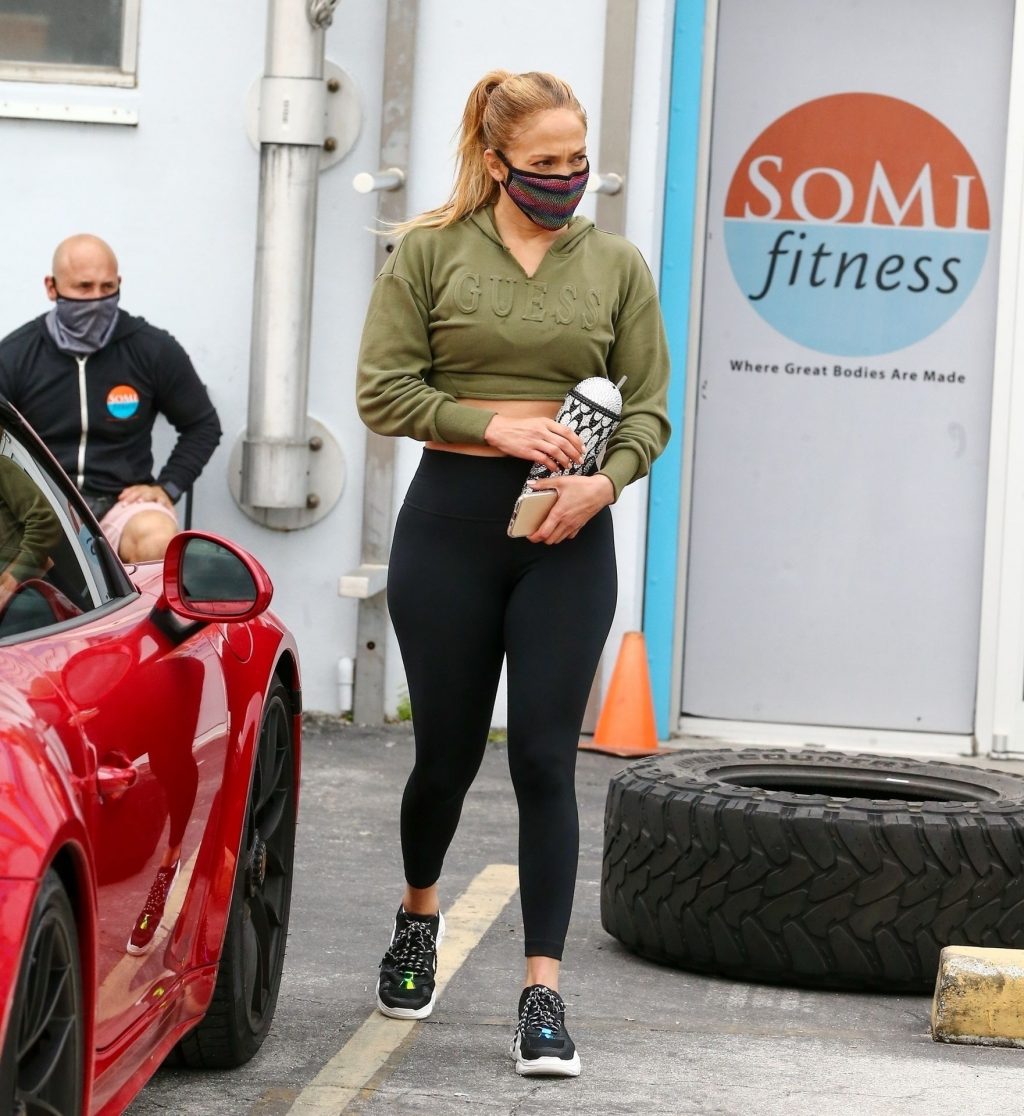 Jennifer Lopez Wears Custom Leggings on Way to Gym in Miami (43 Photos)