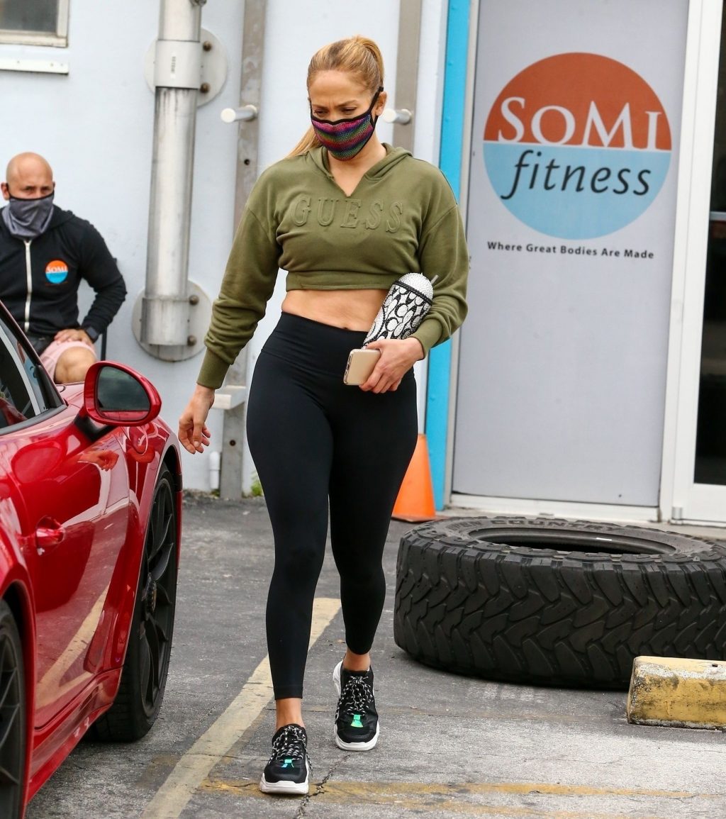 Jennifer Lopez Wears Custom Leggings on Way to Gym in Miami (43 Photos)