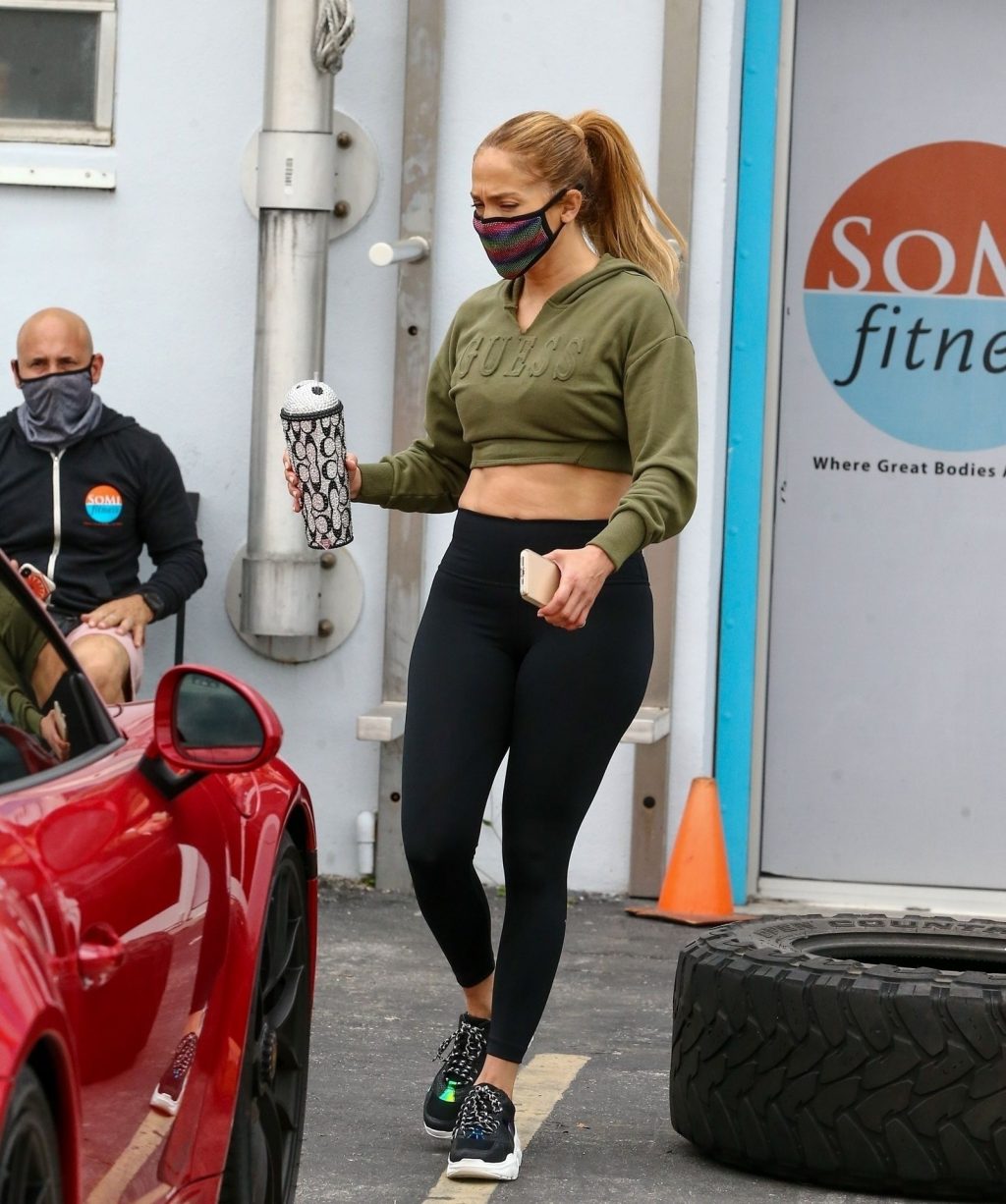 Jennifer Lopez Wears Custom Leggings on Way to Gym in Miami (43 Photos)